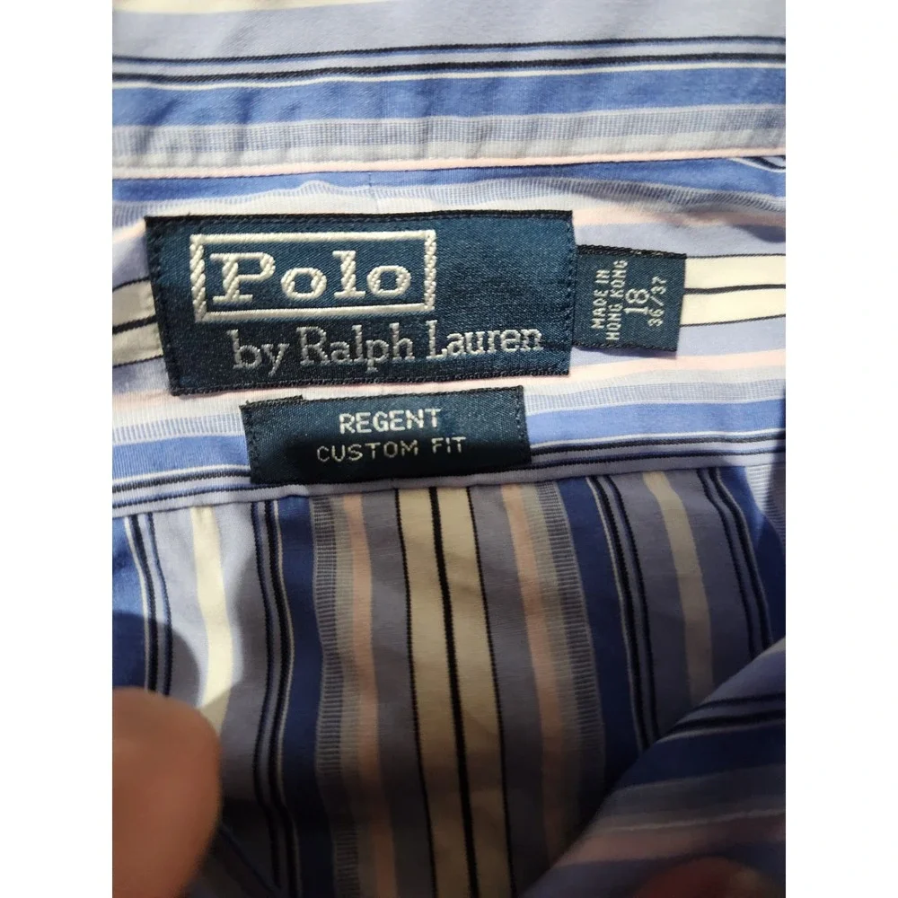 Polo Ralph Lauren Regent Custom Fit‎ Pinstripe Button Down Shirt Size 18 36/37